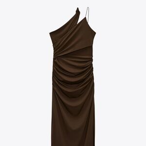 Zara Chocolate One-Shoulder Dress